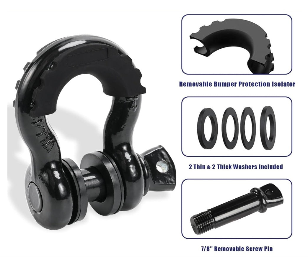RECOVERY SHACKLE 3/4" 4.75 TON - BLACK (PAIR)