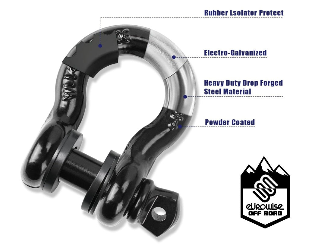 RECOVERY SHACKLE 3/4" 4.75 TON - BLACK (PAIR)