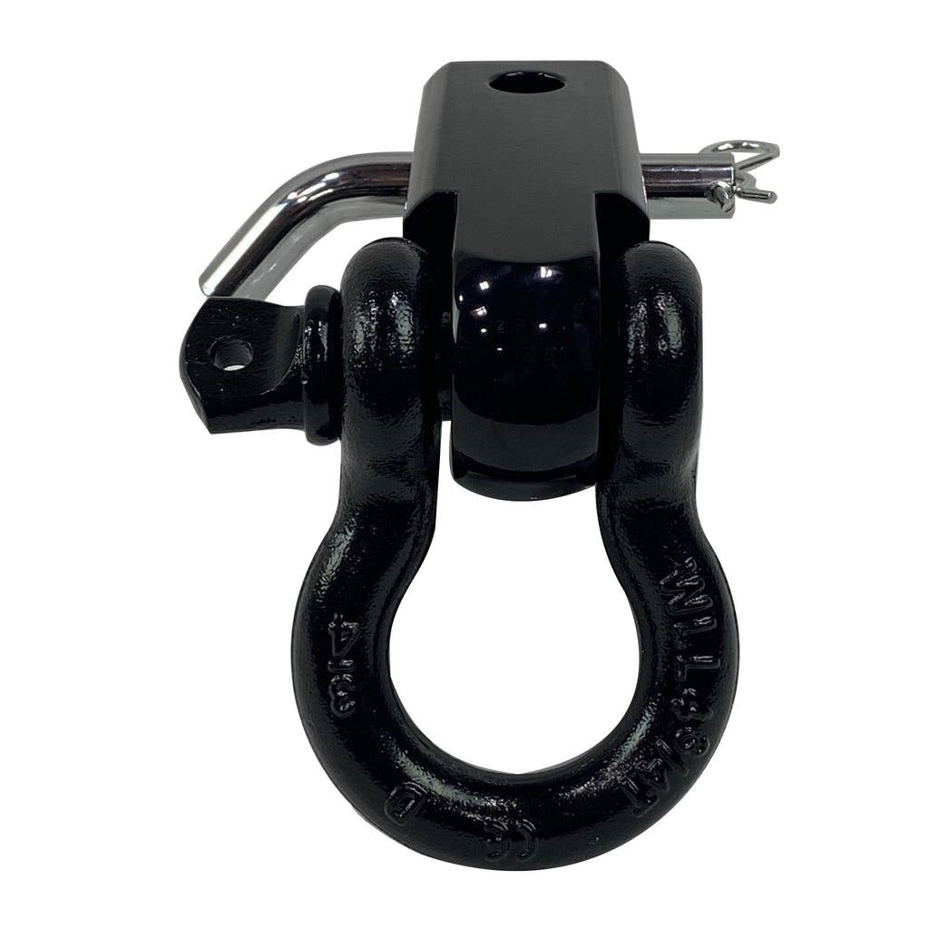 Receiver Mount Recovery Shackle 3/4" 4.75 Ton With Dual Hole Black Universal