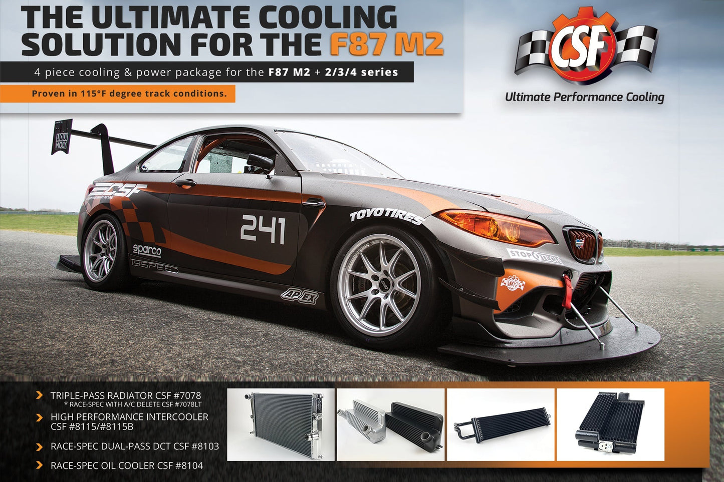 BMW F87 M2 / F3X / F2X (N55) High-Performance Stepped Core Intercooler - Silver