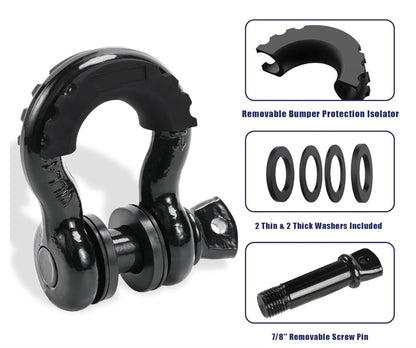 RECOVERY SHACKLE 3/4" 4.75 TON - BLACK (PAIR)