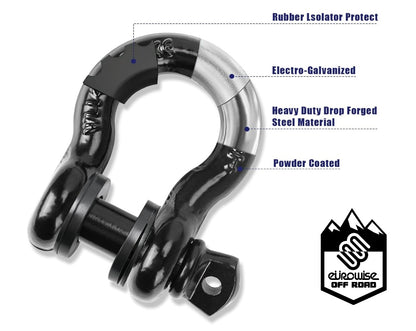 RECOVERY SHACKLE 3/4" 4.75 TON - BLACK (PAIR)