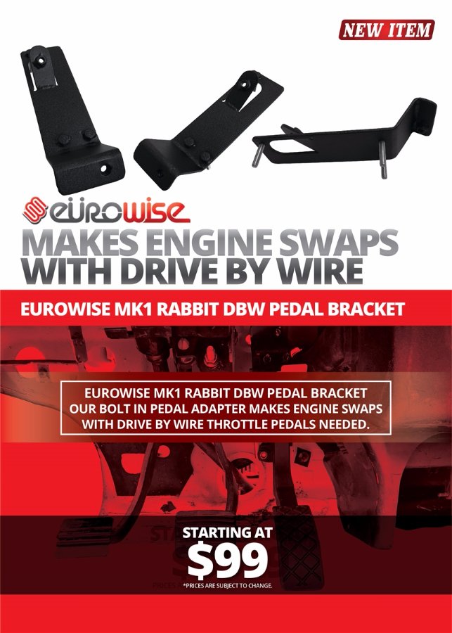 Eurowise MK1 Rabbit DBW Pedal Bracket Adapter (drive by wire)