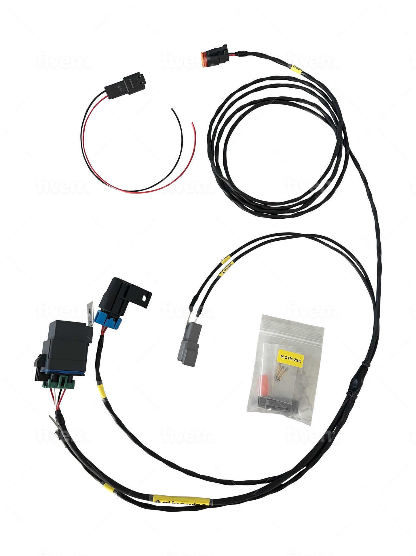 Light bar harness with relay and fuse